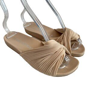 Opening Ceremony Paulyna slide sandals beige nude pleated twist womens 6 6.5